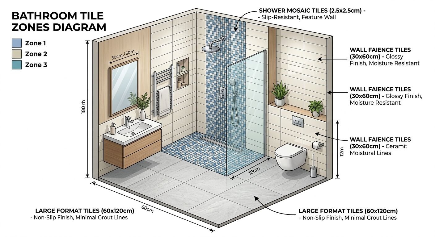 Découvrez notre sélection de carrelage pour salle de bain chez Leroy Merlin : styles variés, qualité garantie et conseils pour aménager et décorer votre espace bain avec élégance.