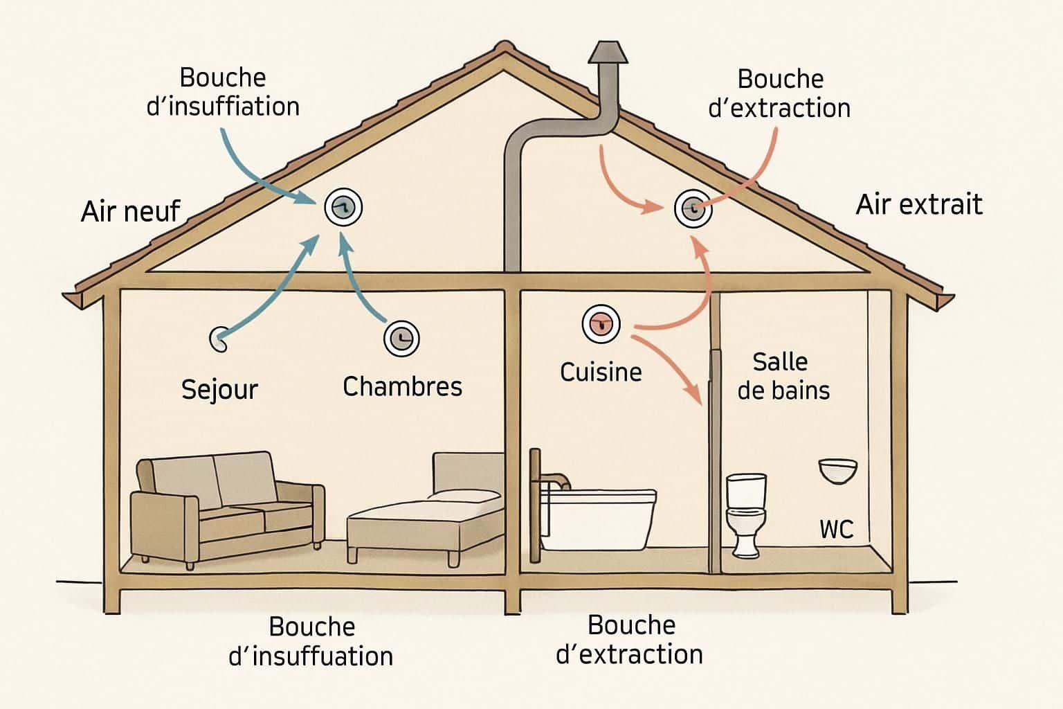 Découvrez les différences entre VMC simple et double flux pour bien choisir la ventilation adaptée à votre maison, alliant confort et économies d'énergie.